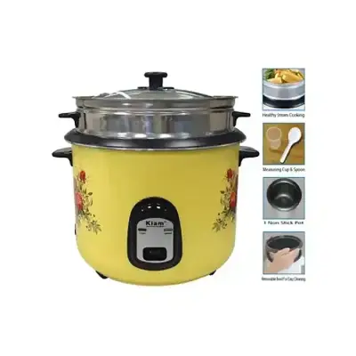 Kiam 2.8 Liter Stainless Steel + Non-Stick Double Pot Rice...